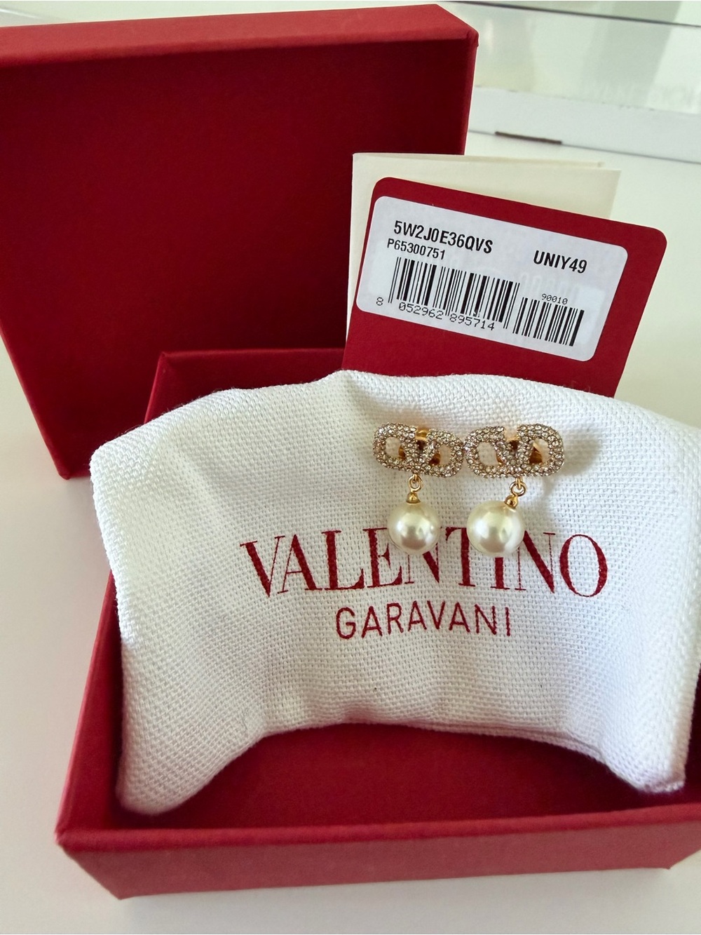 Valentino Garavani Gold & Pearl Drop Earrings